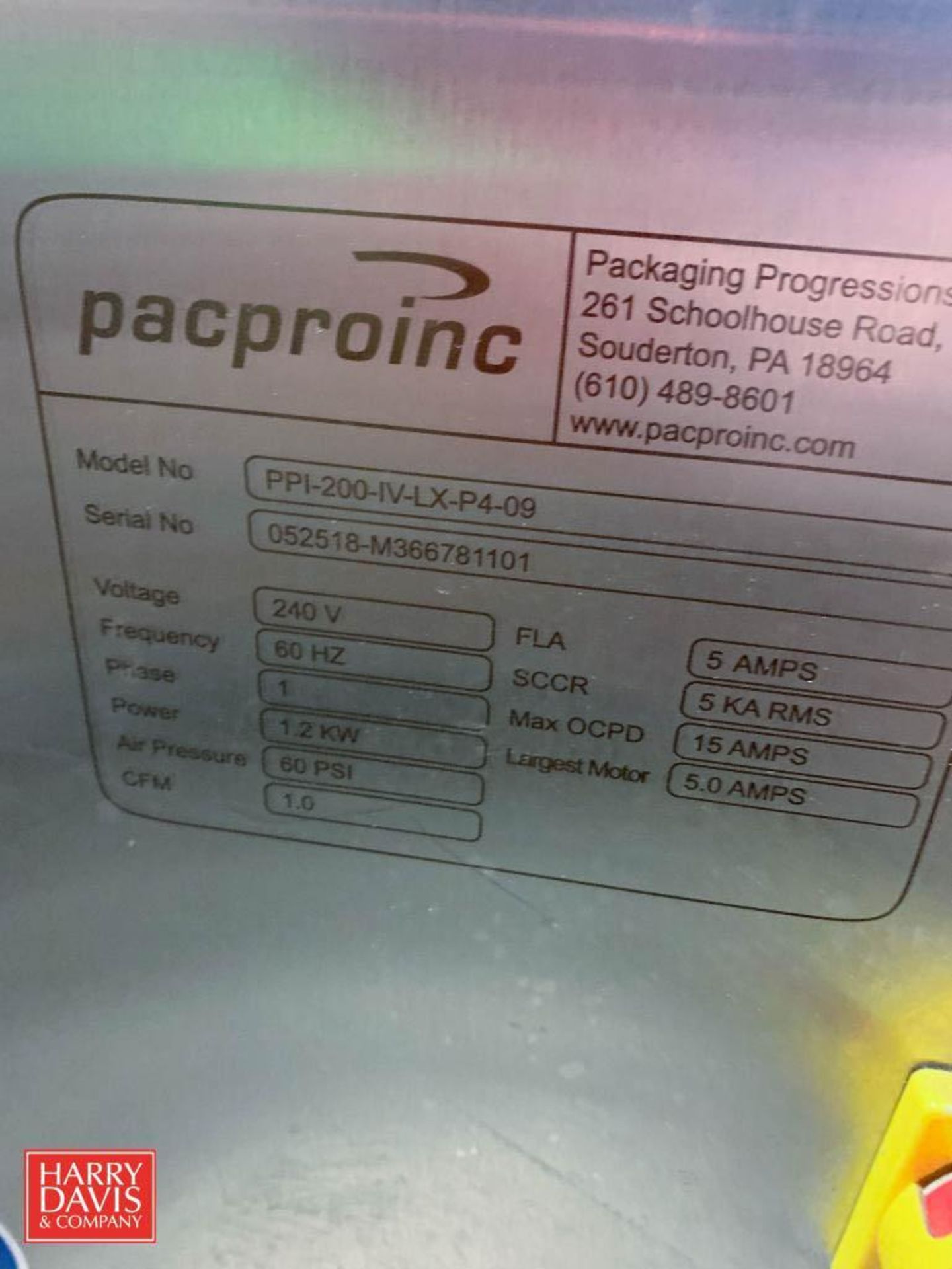 Pacproinc S/S Intreleaver, Model: PP1-200-IV-LX-P4-09, S/N: 052518-M366781101 (Location: Edison, NJ) - Image 2 of 3