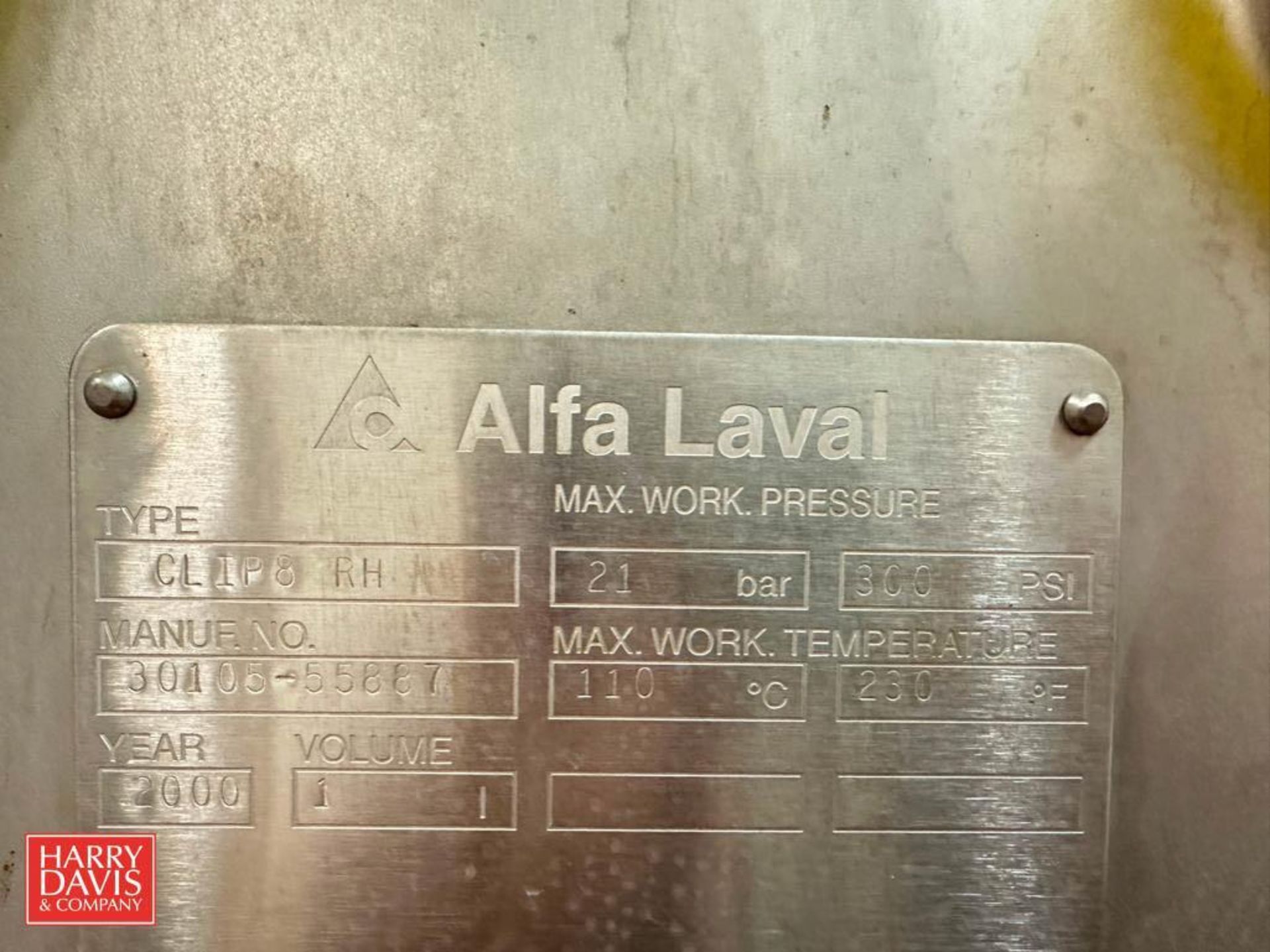 Alfa Laval Pasteurizer with Alfa Laval 2-Zone S/S Plate Heat Exchanger Model: CLIP8RH, S/N: 30105-55 - Image 4 of 11