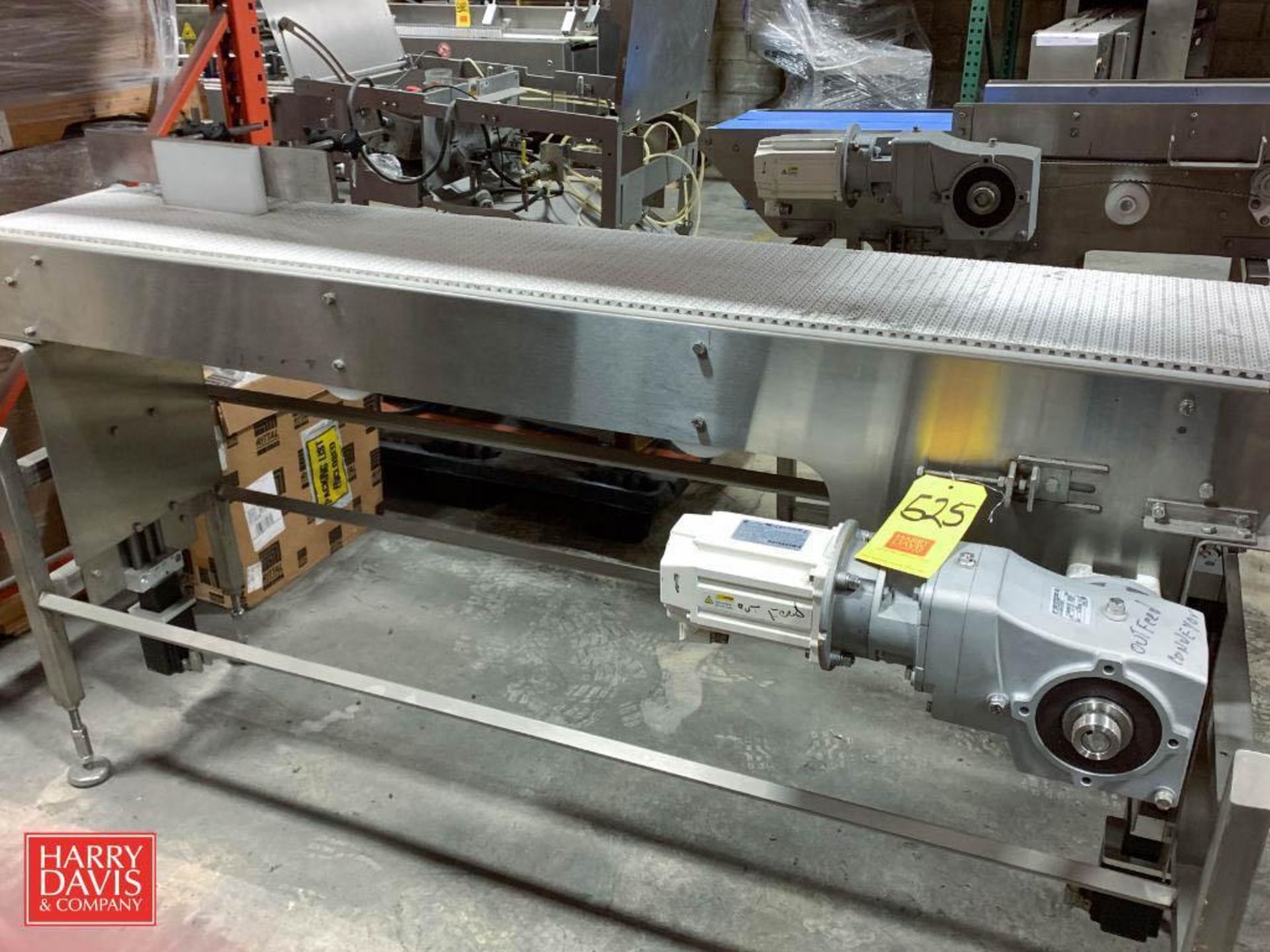 S/S Frame Product Conveyor: 72" Length x 12" Width with Allen Bradley Servo Motor and Gear Reducing