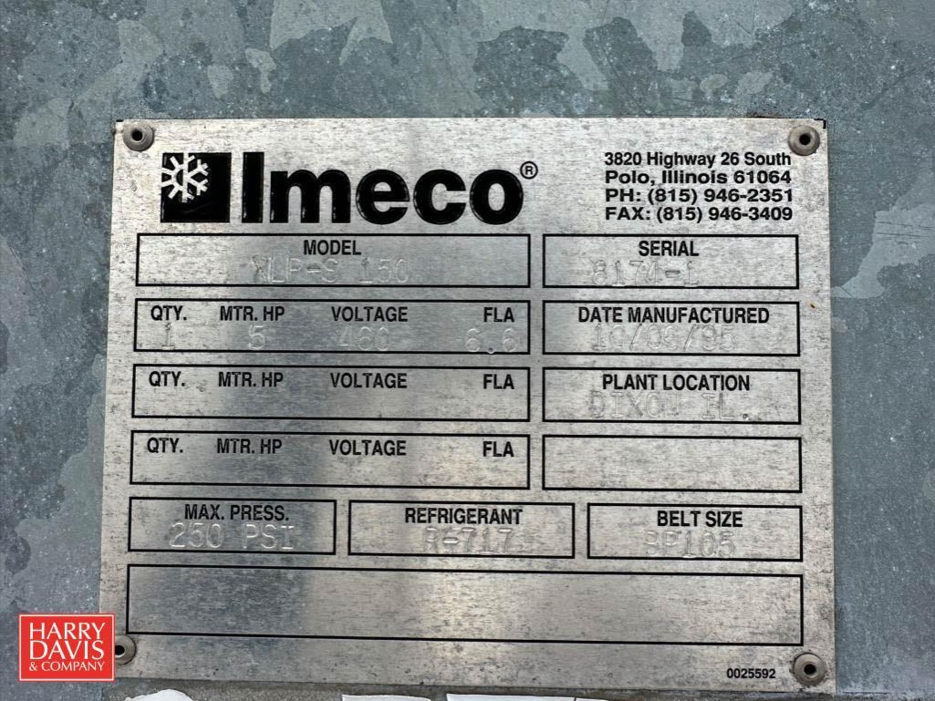 Imeco Evaporative Condenser, Model: XLP-S 150, S/N: 8174-1 - Image 3 of 3