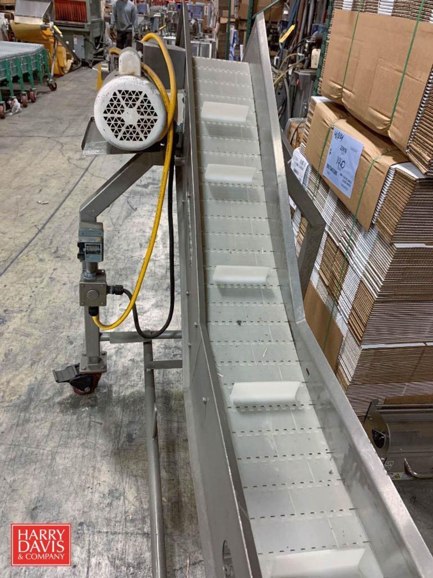 S/S Frame Conveyor: 88" Length x 8" Width, Drive, Incline and Cleat Type Belt: Mounted on Casters (L - Image 2 of 2