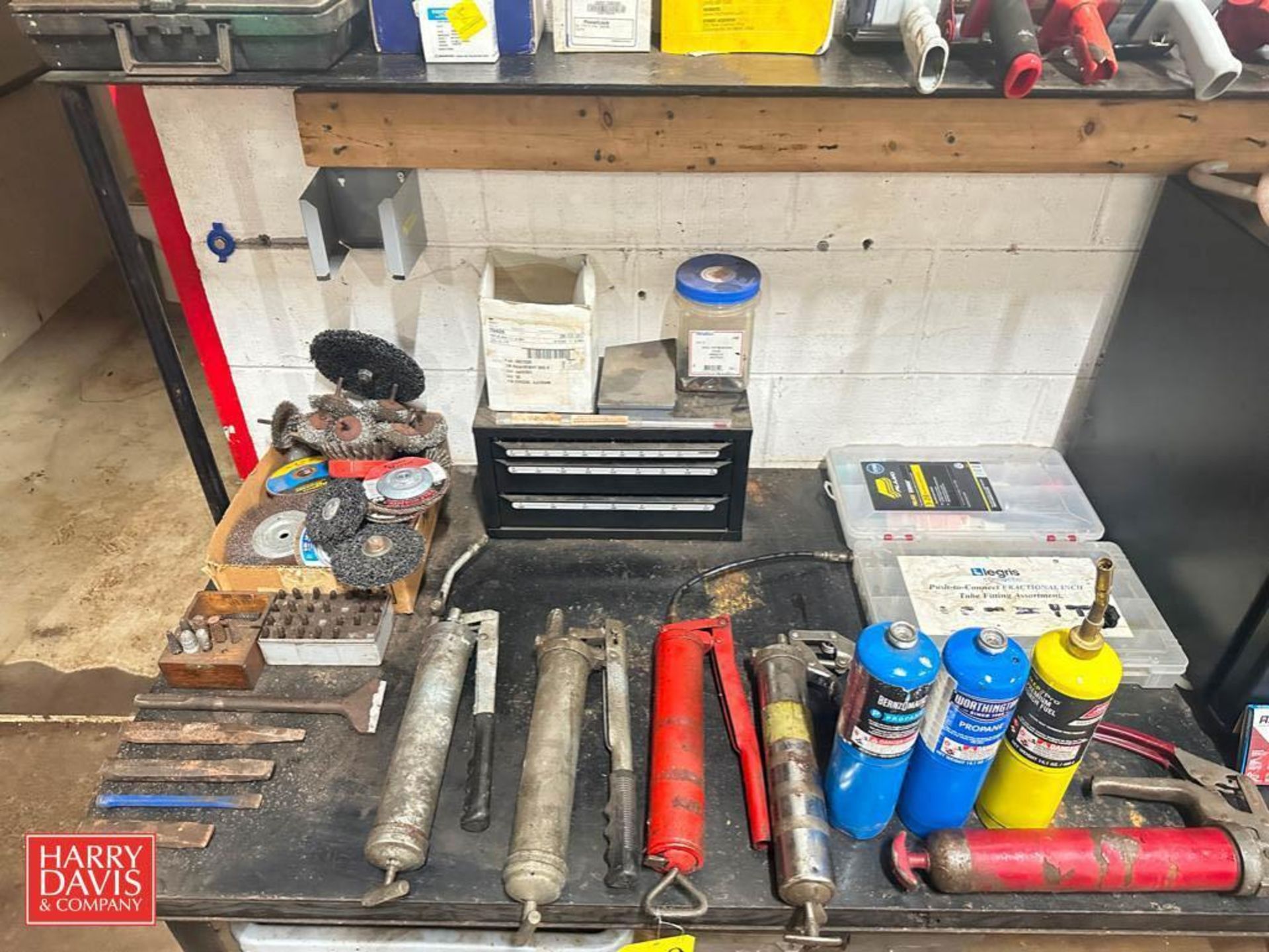 Assorted Hand Pumps, Propane Tanks, Chisels, Buffing Wheels, Galanz Mini Fridge, Staplers and Tapers - Image 2 of 4