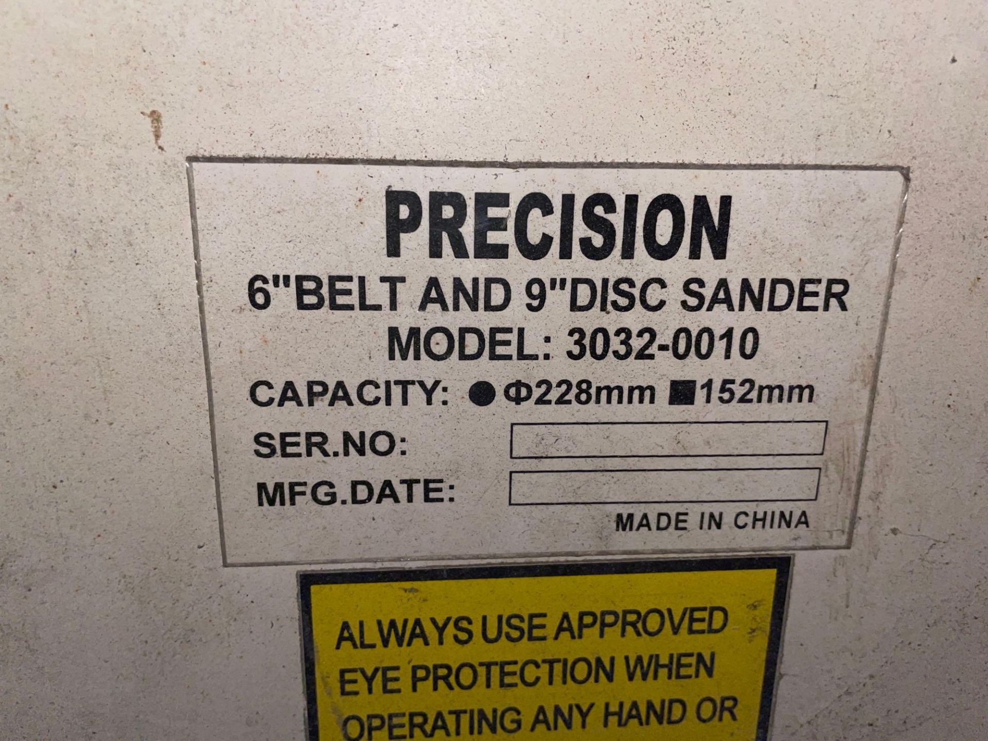 Precision 6” Belt and 9” Disc Sander Model 3032-0010 - Image 5 of 5