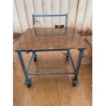 Heavy Duty Metal Table on Casters 36 1/2” X 32 1/2” X 31”, 1/4” Thick Metal Top