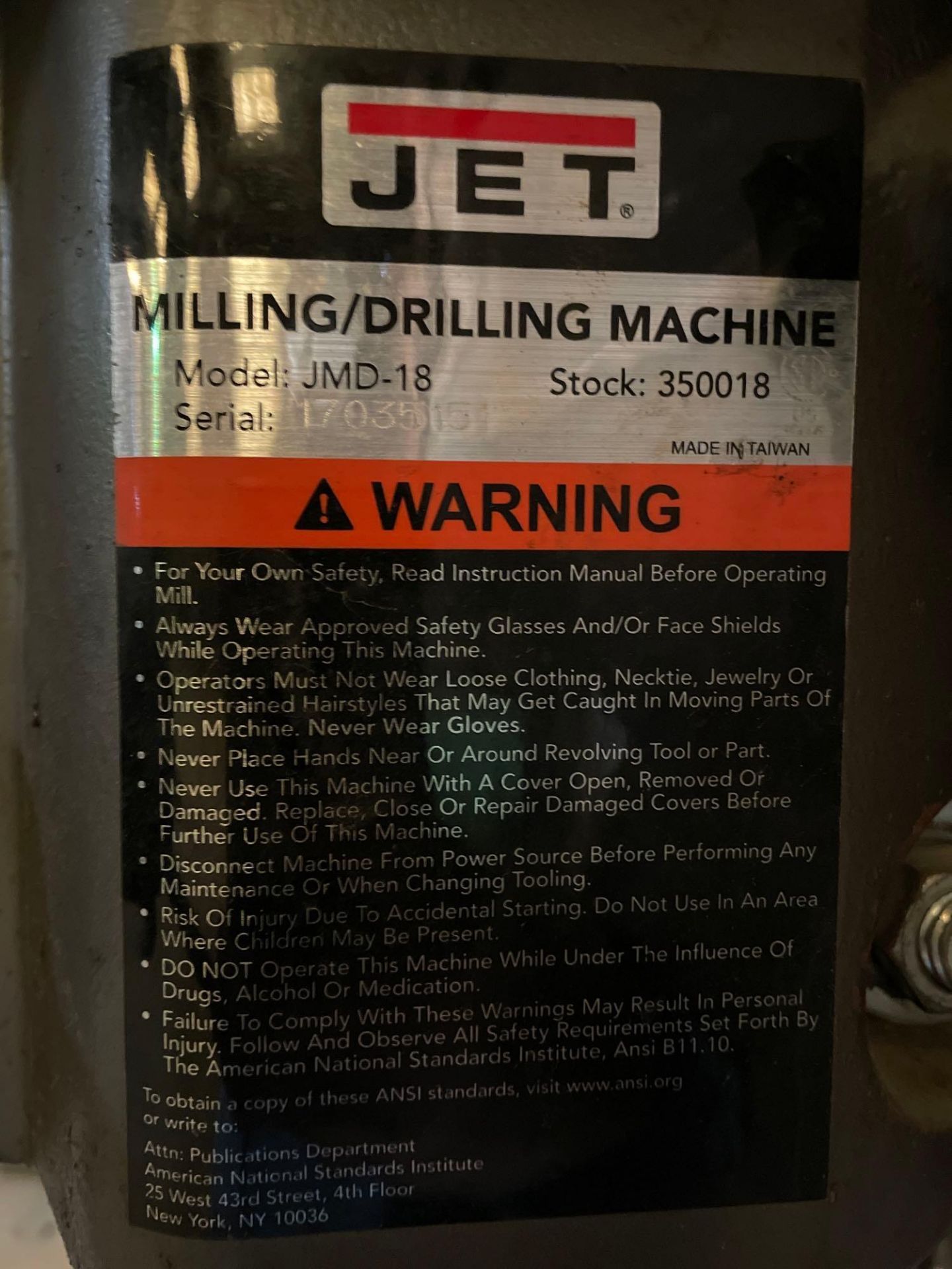 Jet Milling / Drilling Machine Model JMD-18, S/N 17035151 - Image 9 of 9