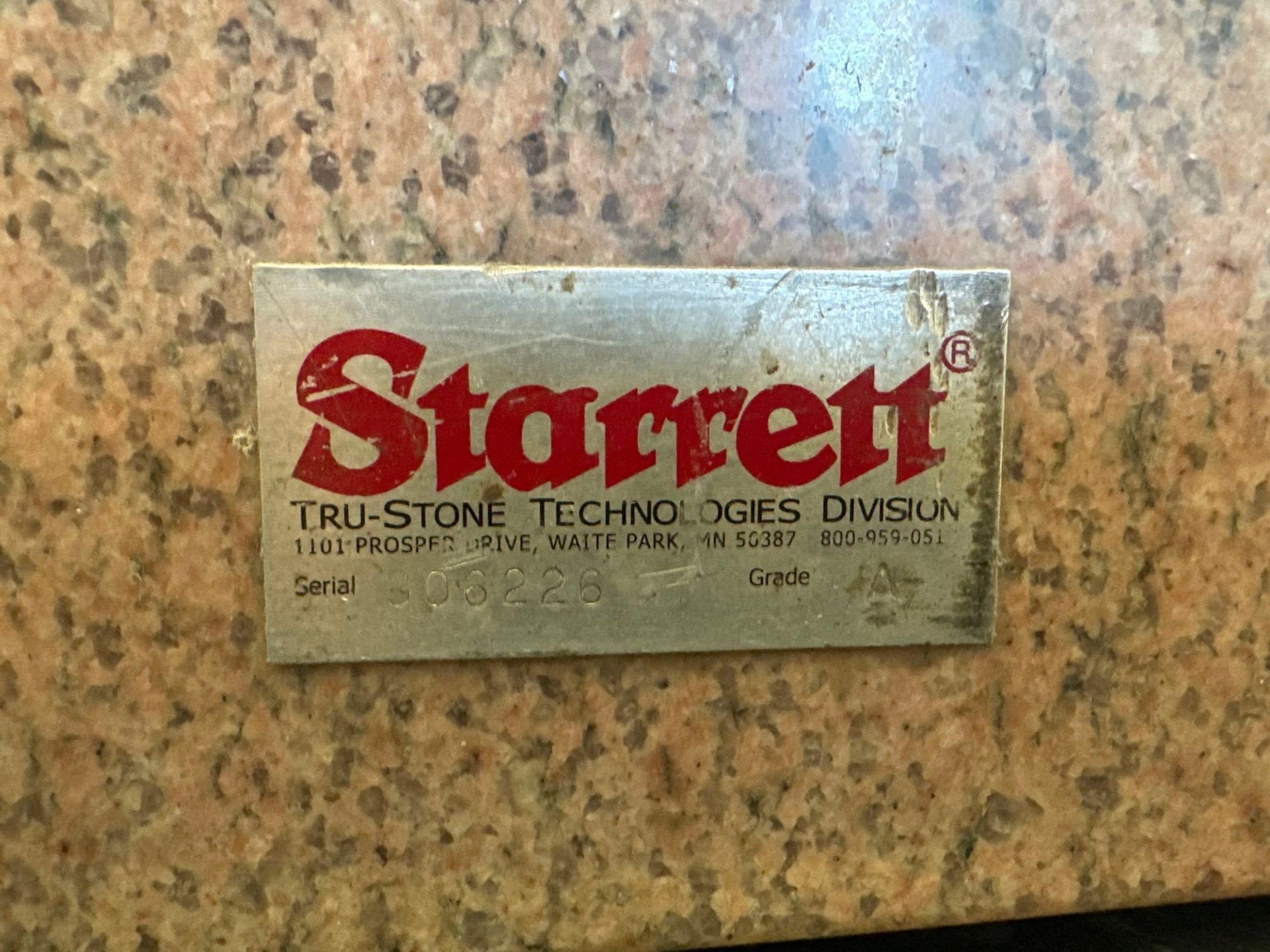 Starrett Granite Table S/N: 306226, Grad: A. See photo. - Image 2 of 6