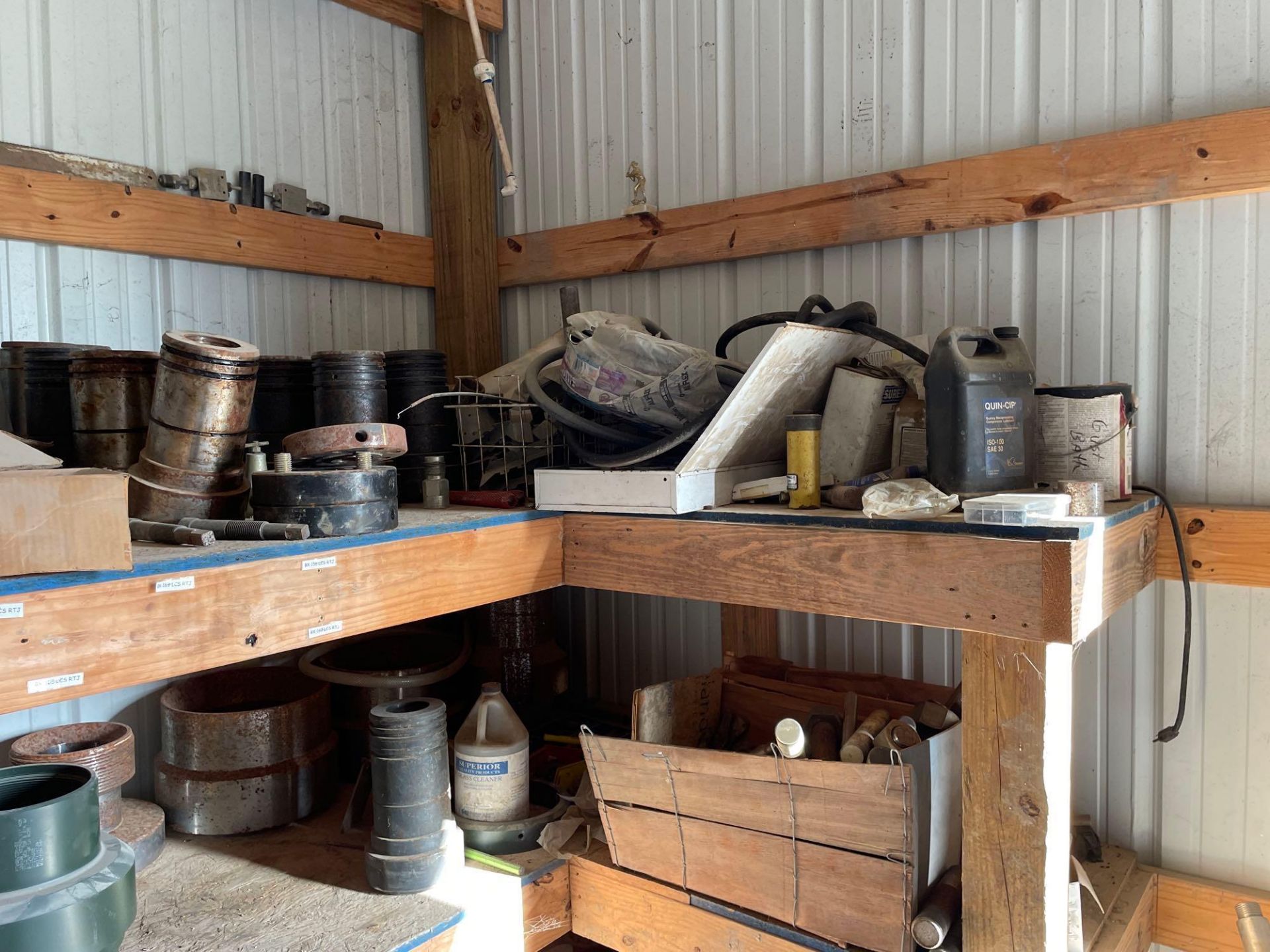 Wooden Shelf w/ Miscellaneous Metal Fixtures, Metal Pieces, Heavy Duty Nuts & Bolts, Anvil & Etc - Image 4 of 8