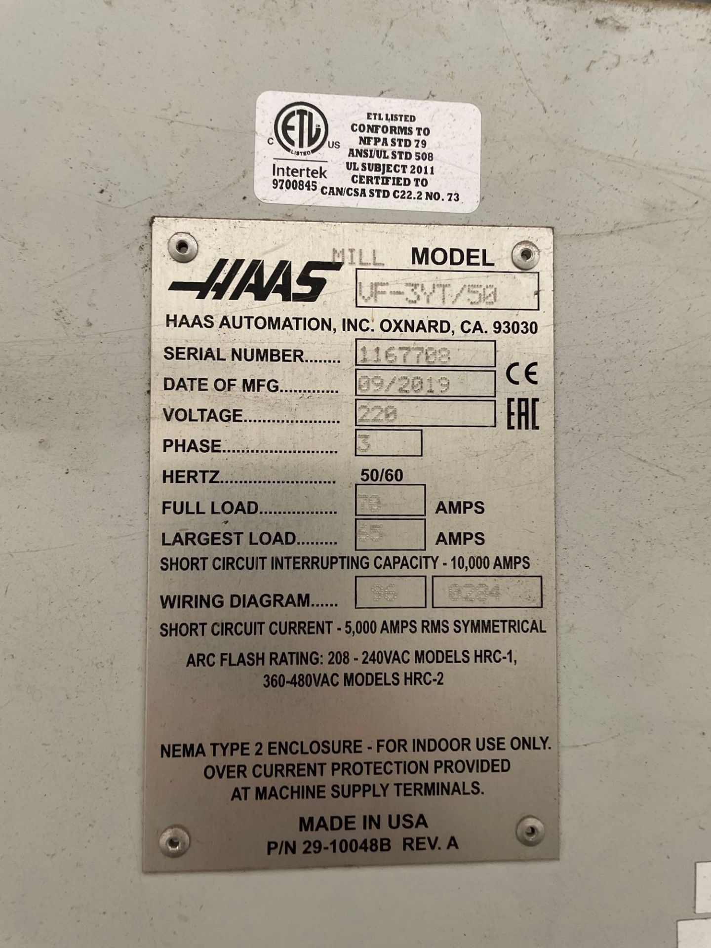 2019, Haas VF 3YT/ 50 Vertical Machining Center, VMC, S/N 1167708 - Image 21 of 42