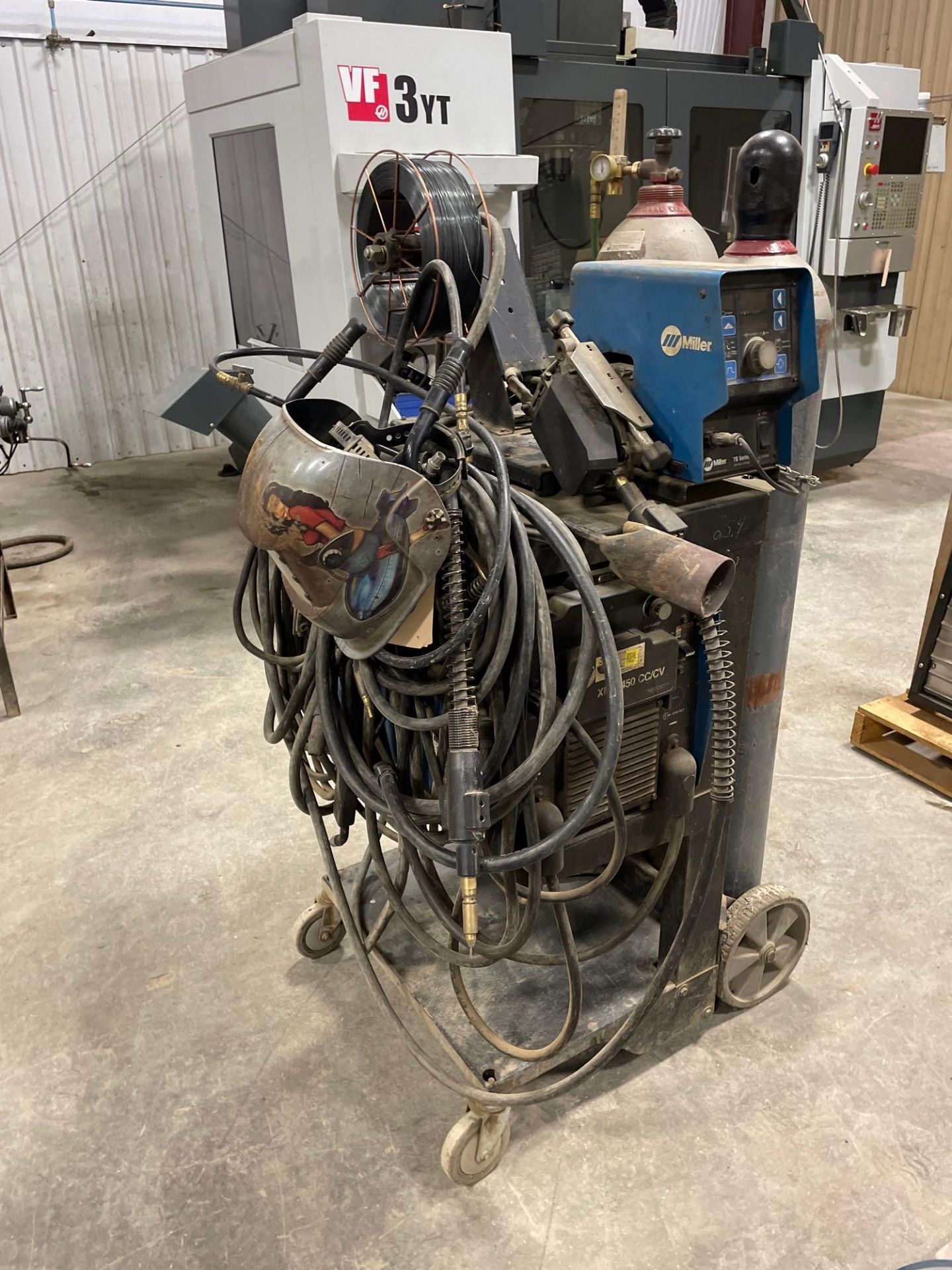 Miller XMT 450 CC/CV Welding Power Source on Casters with Miller 70 Wire Feeder - Image 4 of 6