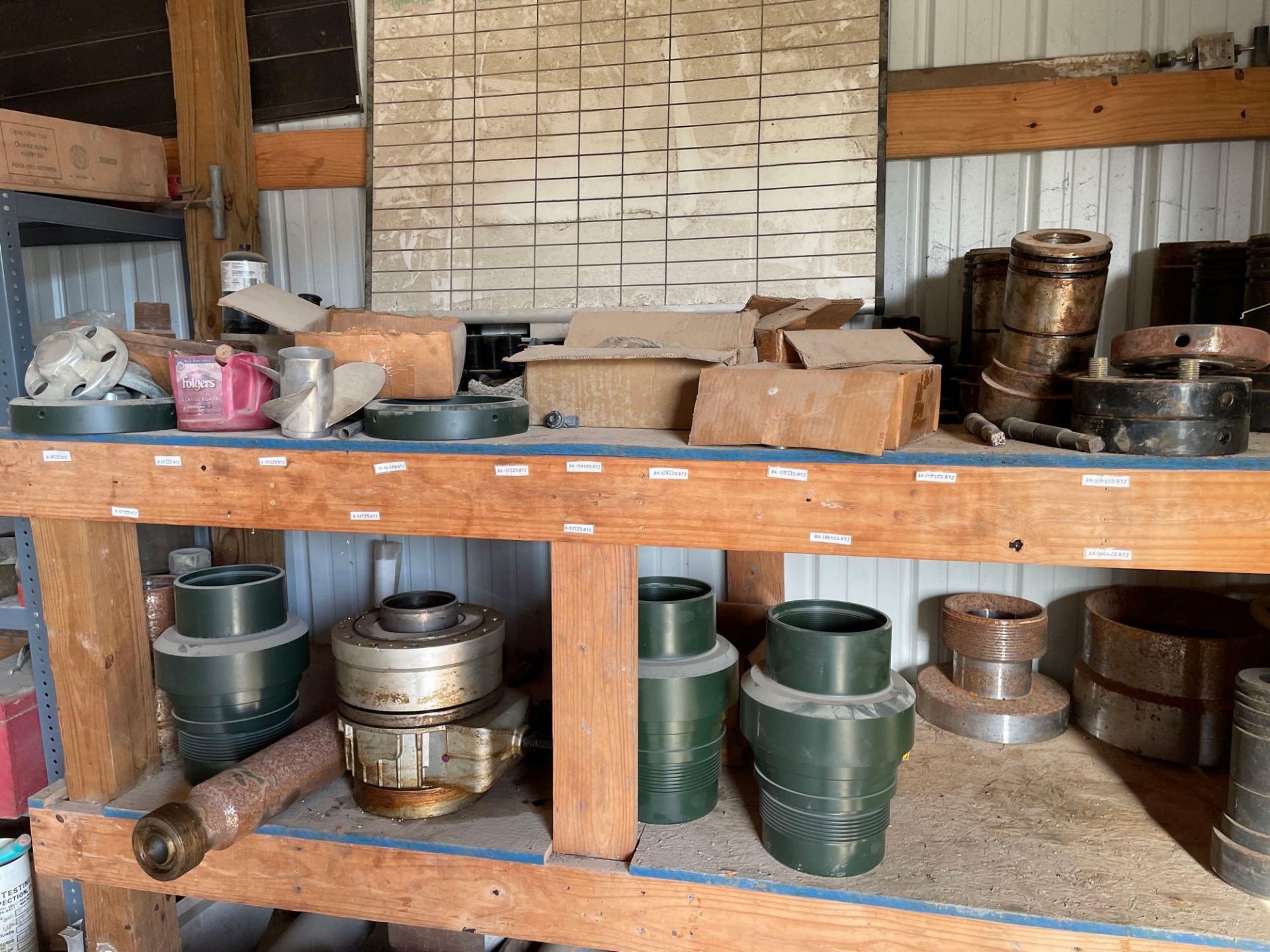 Wooden Shelf w/ Miscellaneous Metal Fixtures, Metal Pieces, Heavy Duty Nuts & Bolts, Anvil & Etc - Image 5 of 8