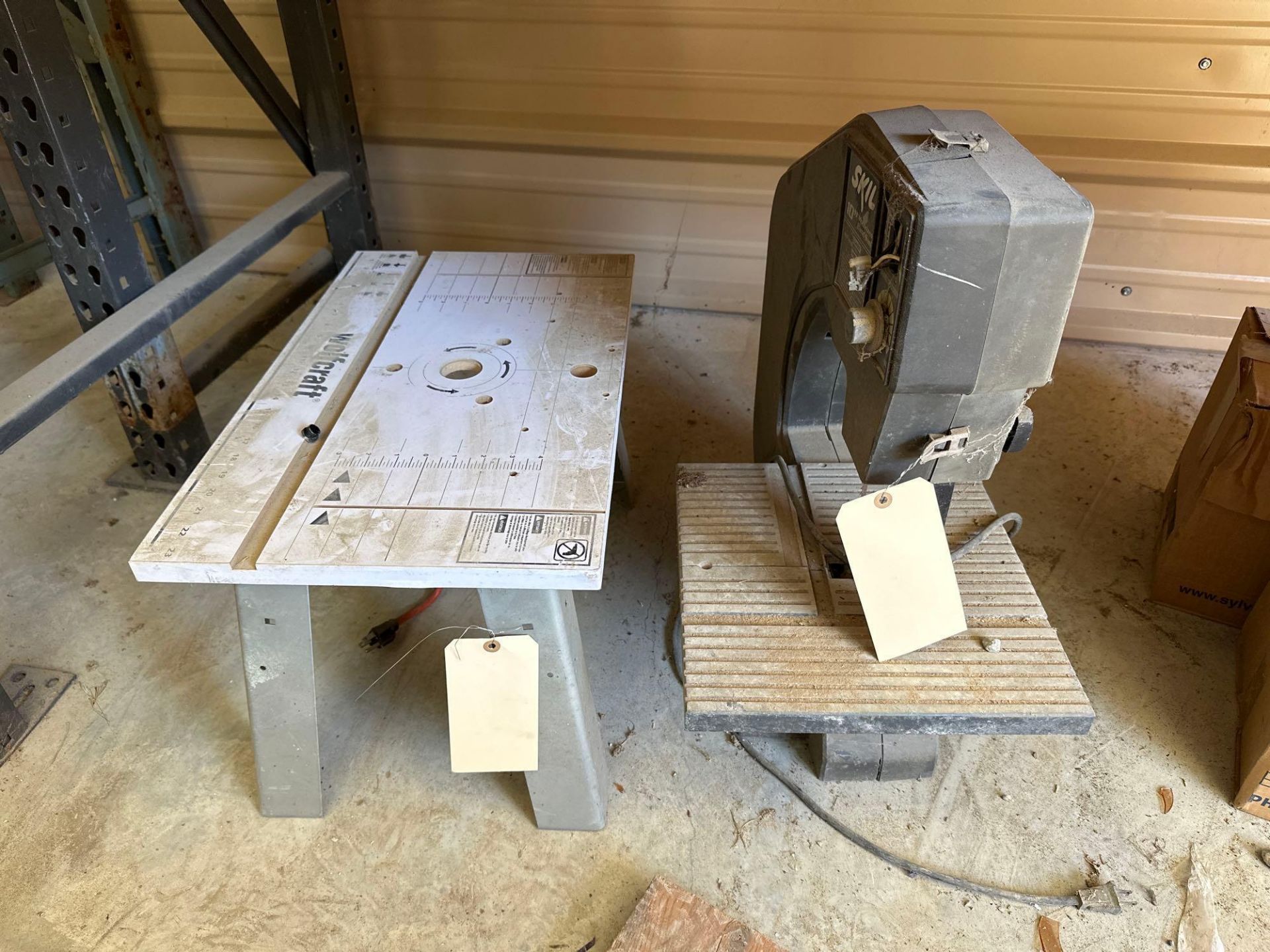 Lot of 2: 10” Skil Band Saw and wood Working Table