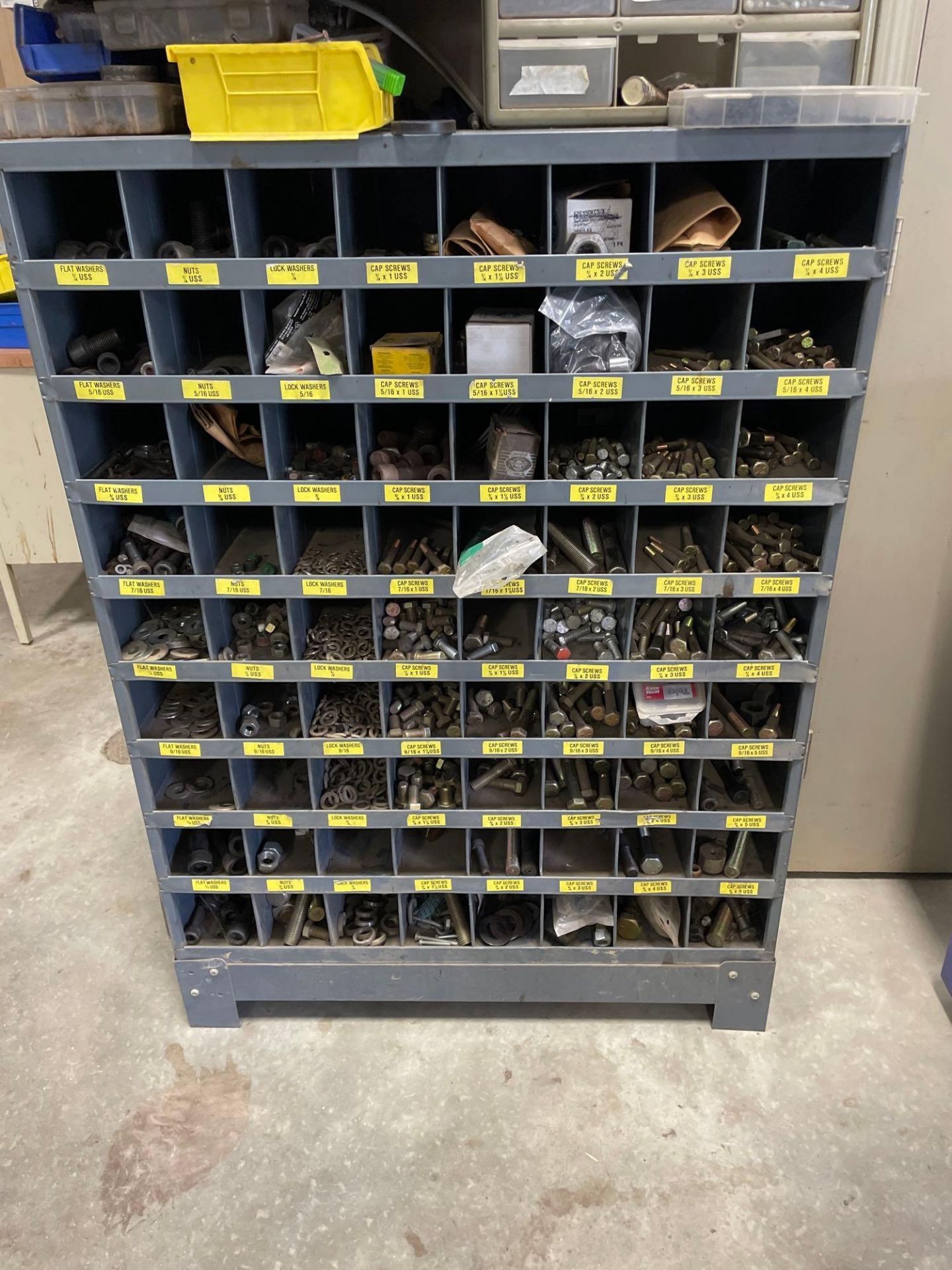 Pigeon Hole Open Face Cabinet with Miscellaneous Screws - Image 2 of 4