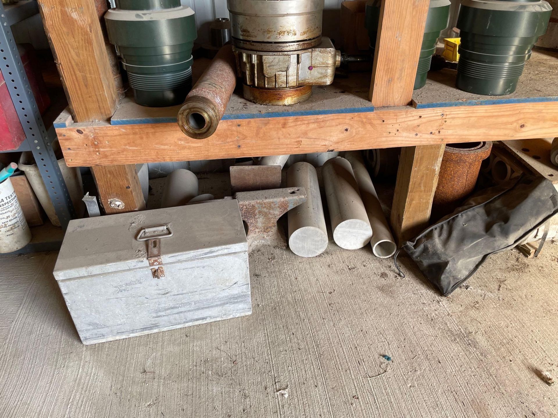 Wooden Shelf w/ Miscellaneous Metal Fixtures, Metal Pieces, Heavy Duty Nuts & Bolts, Anvil & Etc - Image 2 of 8