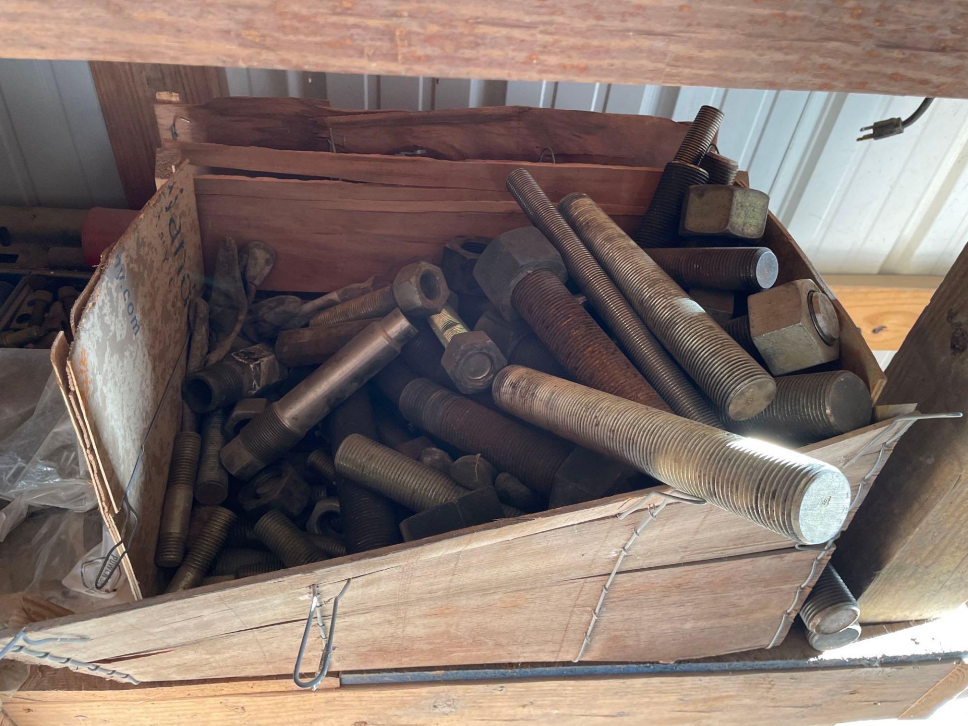 Wooden Shelf w/ Miscellaneous Metal Fixtures, Metal Pieces, Heavy Duty Nuts & Bolts, Anvil & Etc - Image 6 of 8