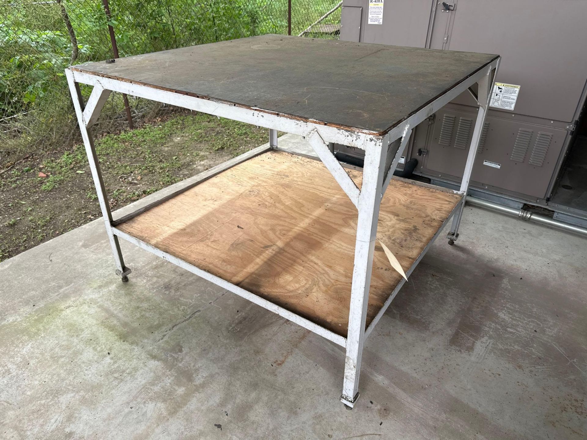 Metal Table with Wooden Top 48” X 48” X 39”