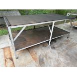 Metal Table with Wooden Top 96” X 48” X 38”