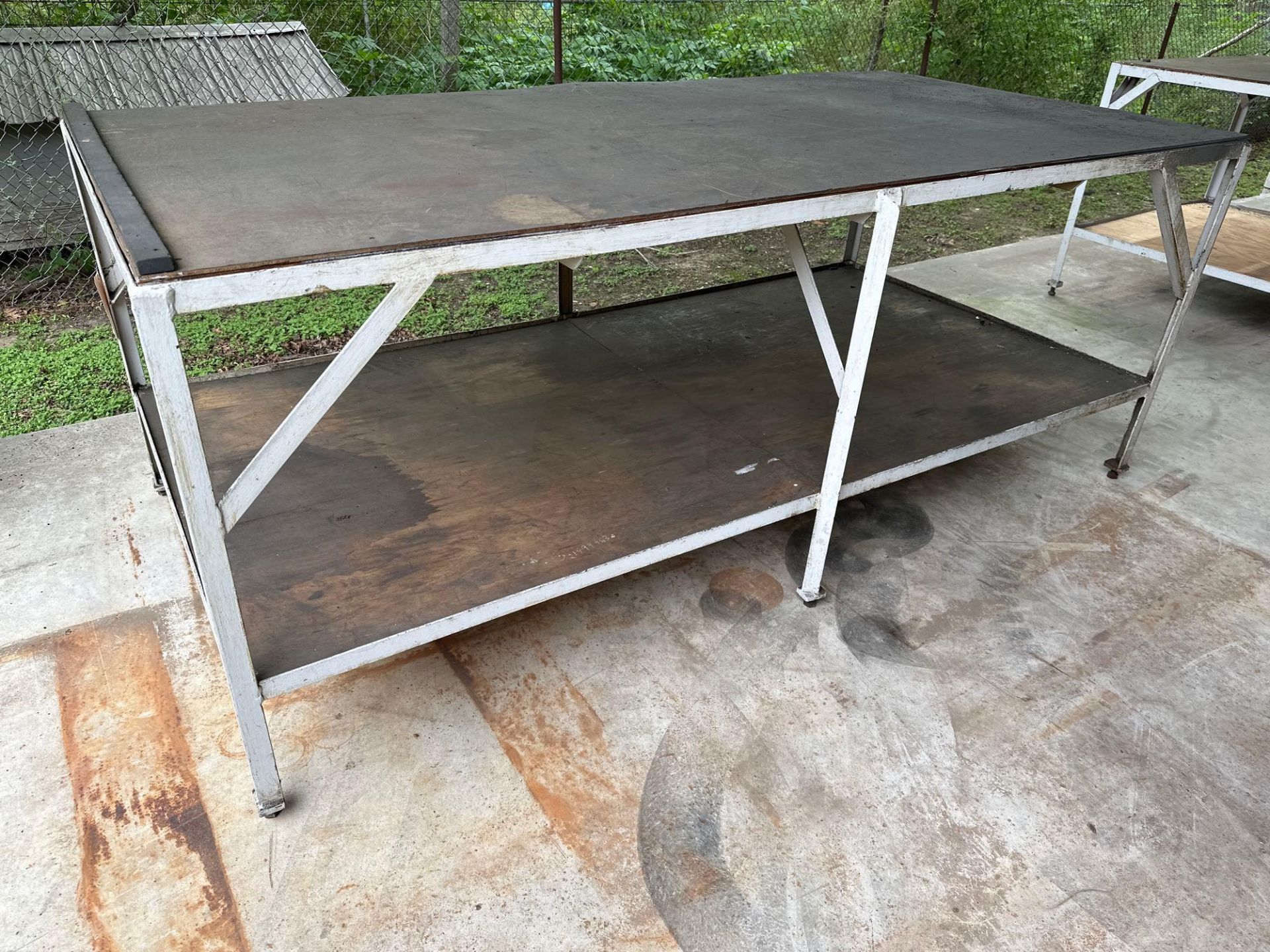 Metal Table with Wooden Top 96” X 48” X 38”