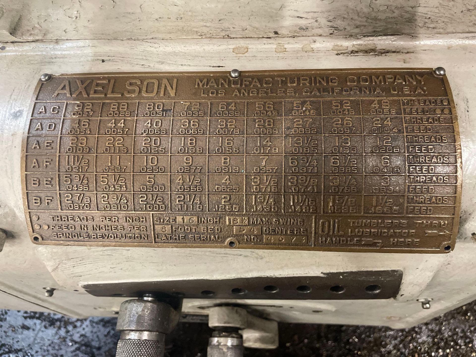 Axelson 16 Lathe, S/N 4673 - Image 3 of 11