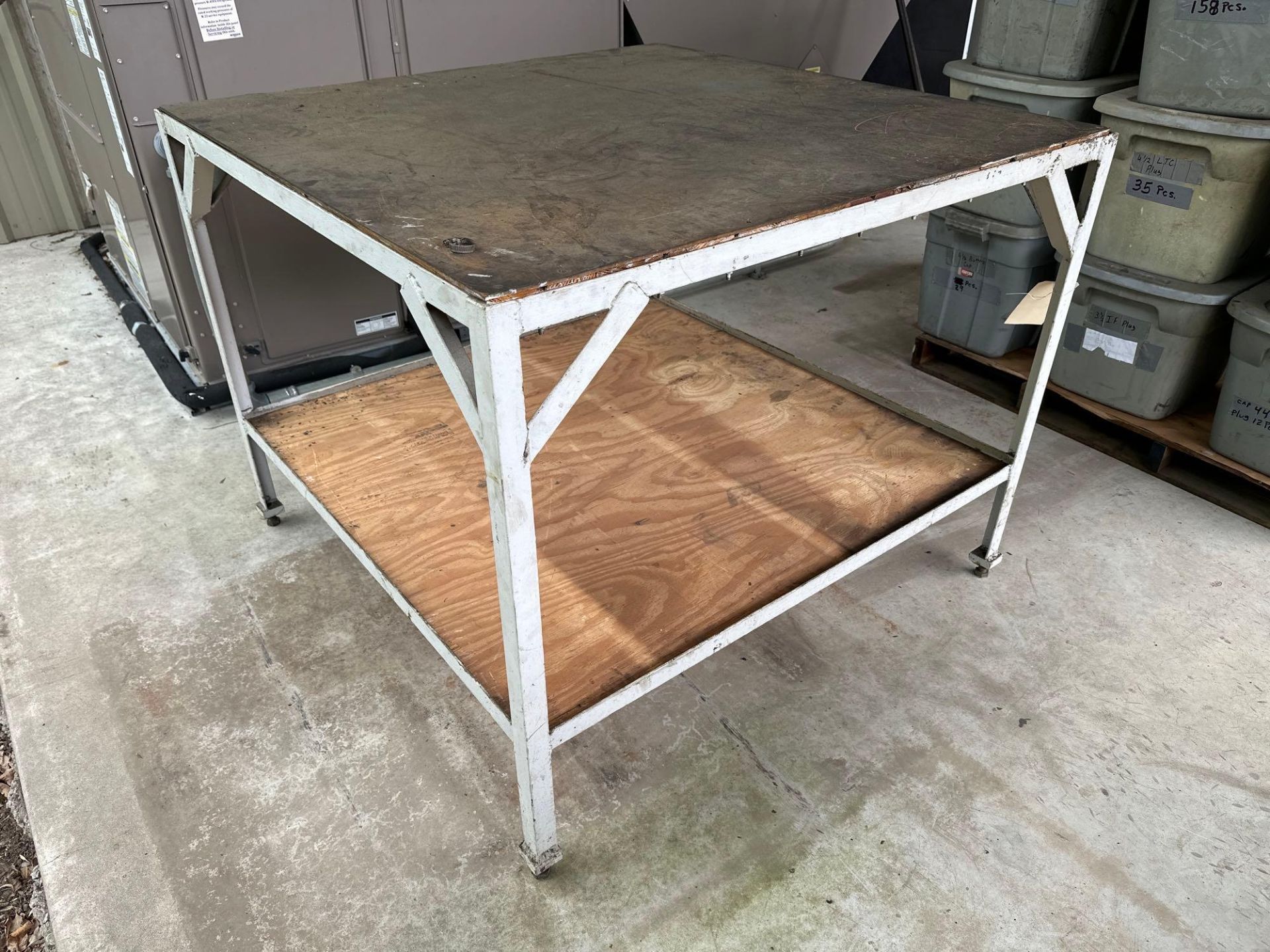 Metal Table with Wooden Top 48” X 48” X 39” - Image 2 of 3
