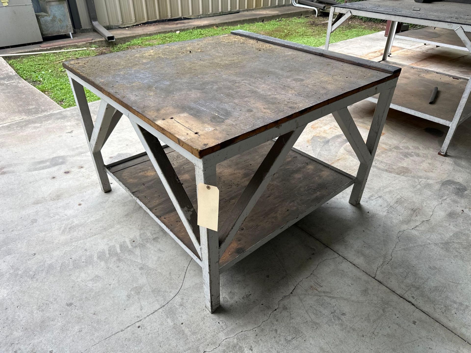Metal Table with Wooden Top 48” X 48” X 39” - Image 2 of 3