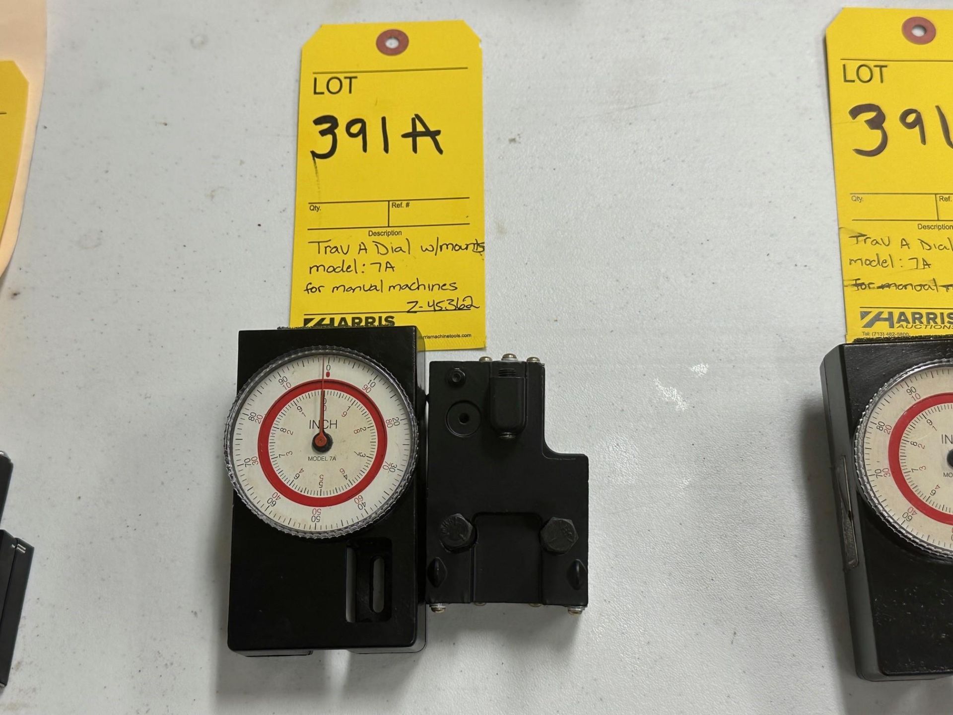 Trav A Dial w/ Mounts Model: 7A for manual machines. Serial Number Z-45362.  See photo.