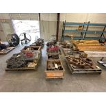 Lot of 14 Pallets of Axelson Parts: Motors, Gear Boxes, Steady Rests, Tail Stocks, Electrical Cabine