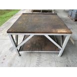 Metal Table with Wooden Top 48” X 48” X 39”
