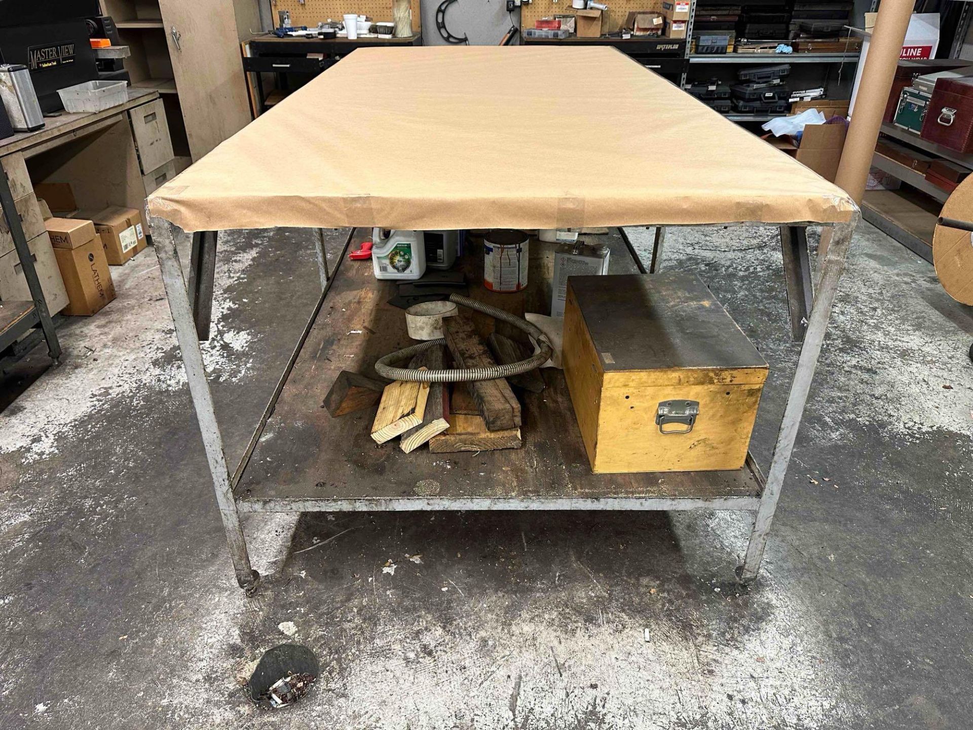 Metal Table with Wooden Top 97” x 49” x 39”. - Image 3 of 3