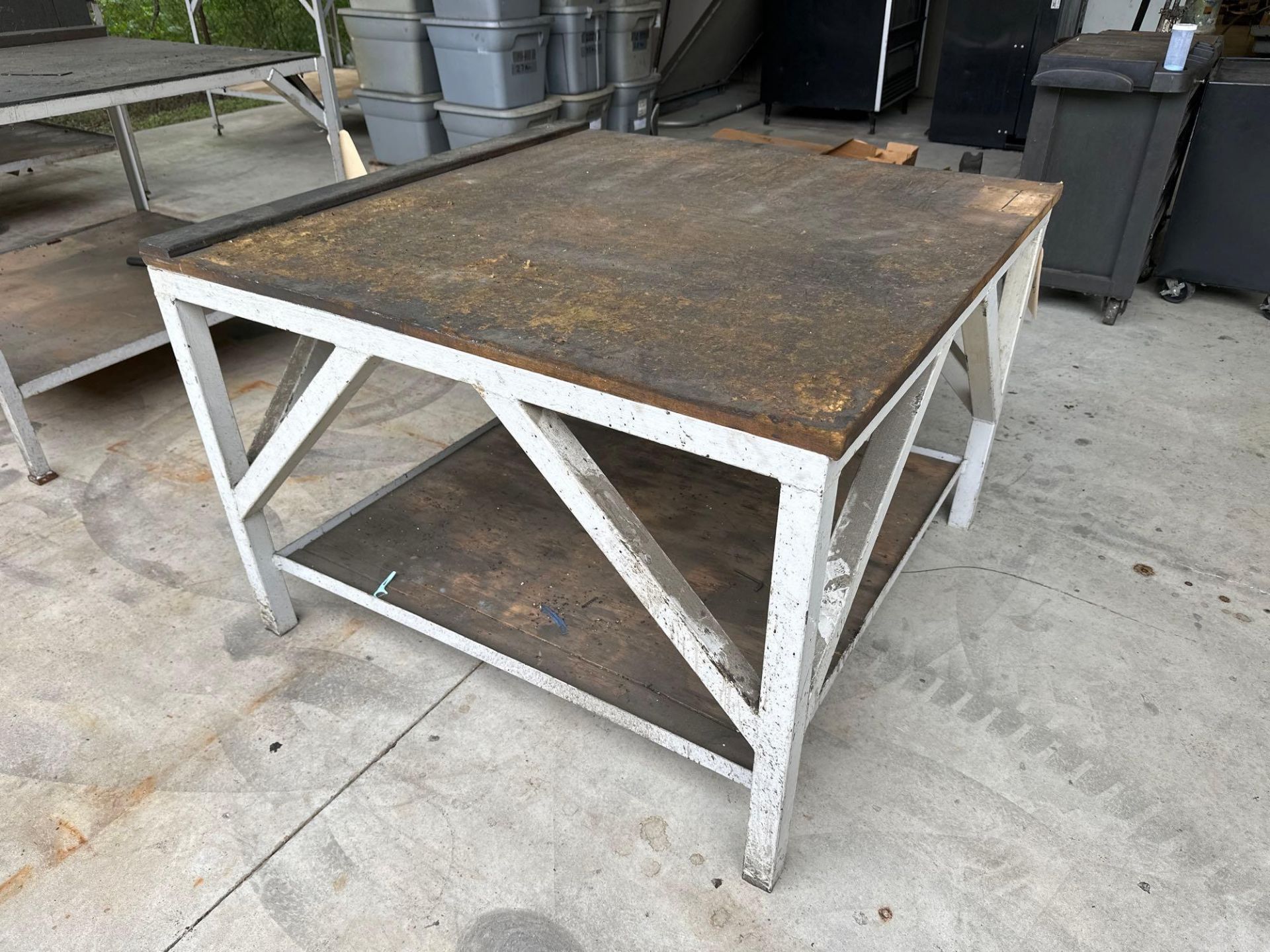 Metal Table with Wooden Top 48” X 48” X 39” - Image 3 of 3