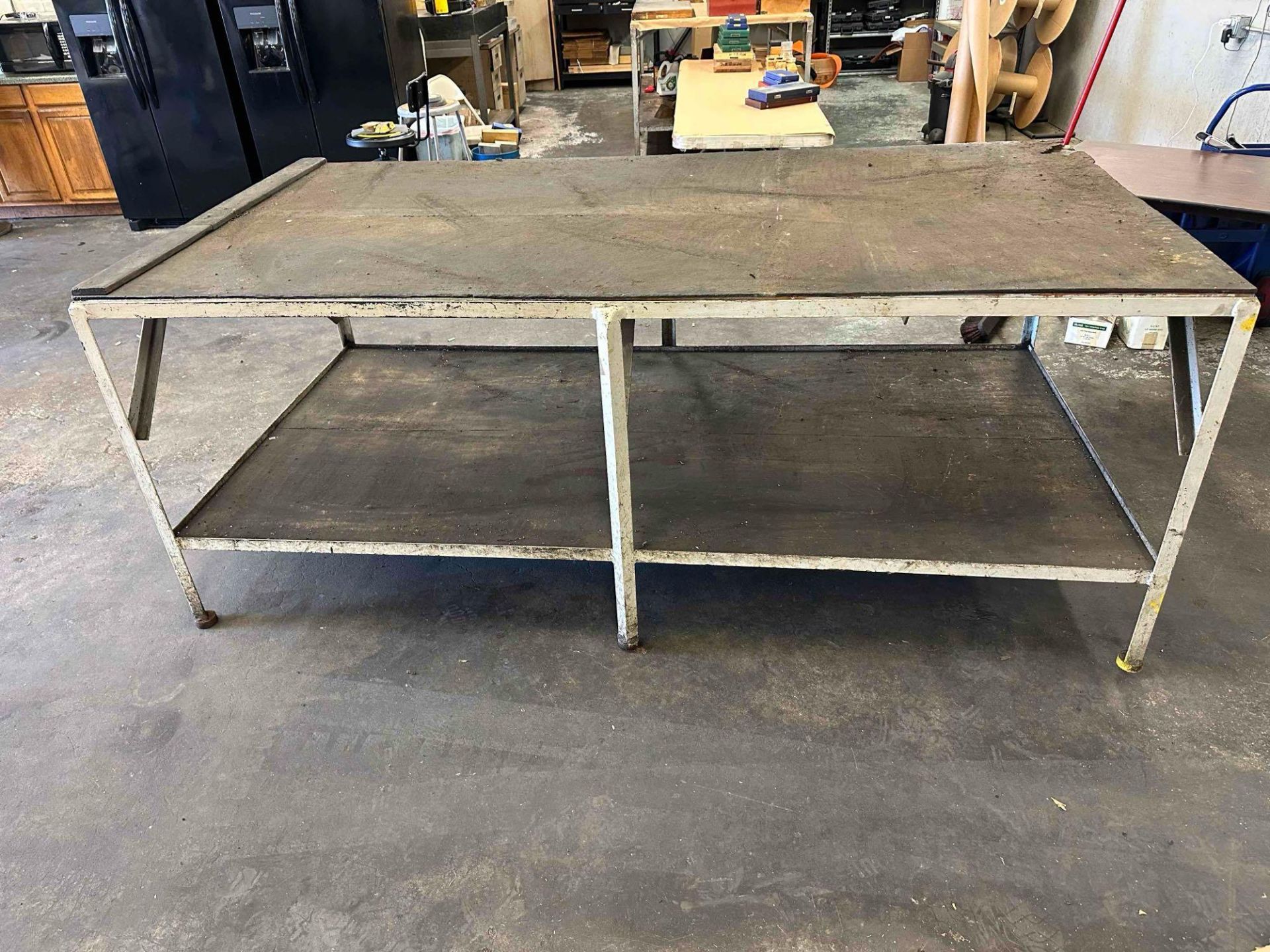 Metal Table with Wooden Top 97” x 49” x 38”. - Image 3 of 3