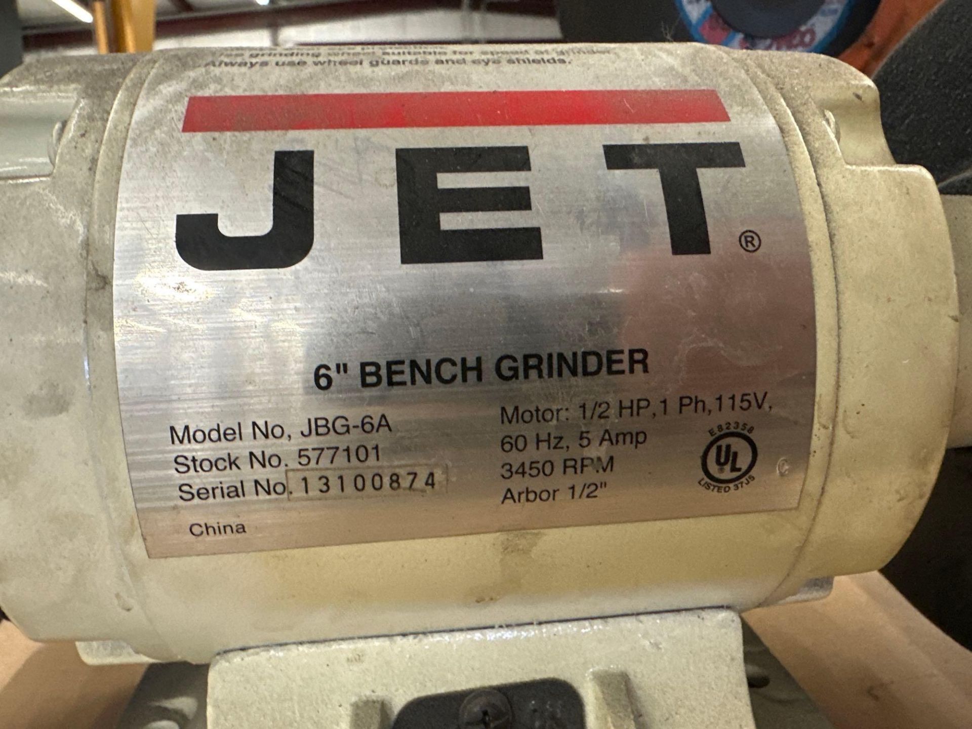 6” Jet Bench Double End Grinder Model JBG-6A, S/N 13100874 - Image 4 of 5