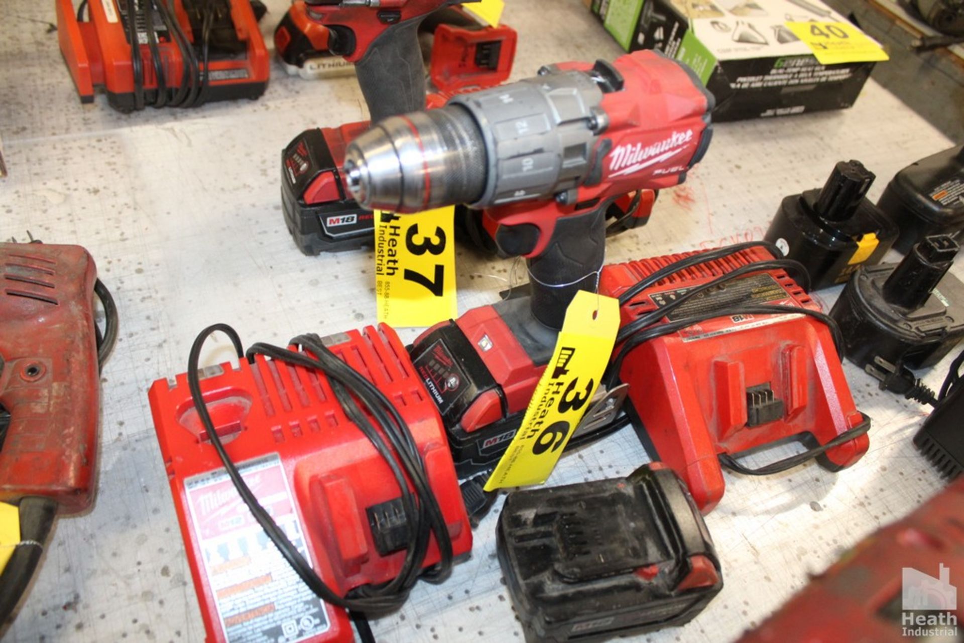 MILWAUKEE 18 VOLT 1/2" DRILL DRIVER WITH TWO BATTERIES AND TWO CHARGERS