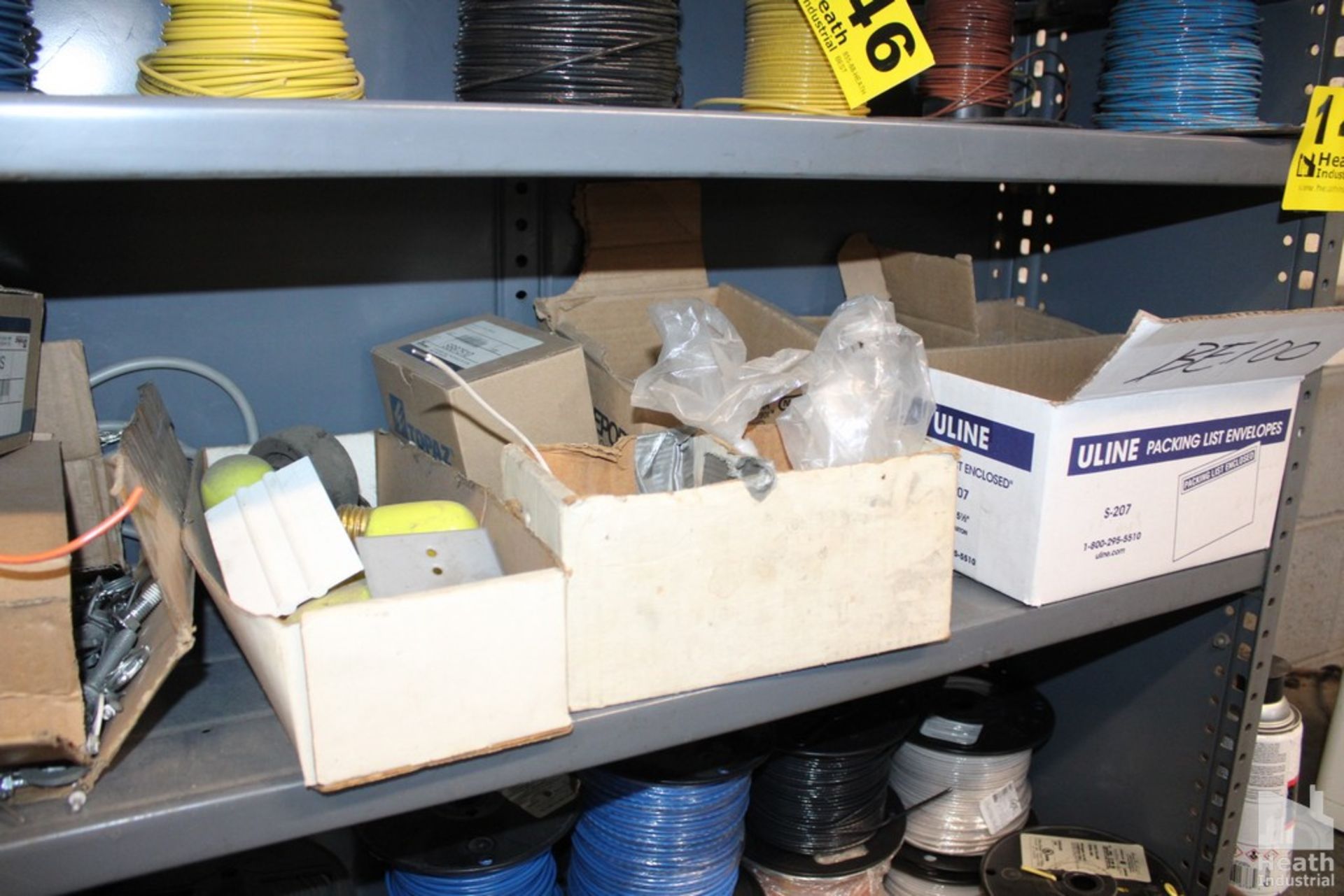 ELECTRICAL WIRE AND ELECTRICAL SUPPLIES ON TWO SHELVES - Image 2 of 2