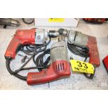 (3) MILWAUKEE 3/8" DRILLS