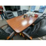 BOAT TAIL STYLE WOOD CONFERENCE TABLE WITH INTEGRATED POWER & USB OUTLETS