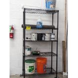 BLACK PORTABLE METRO STYLE RACK WITH CONTENTS