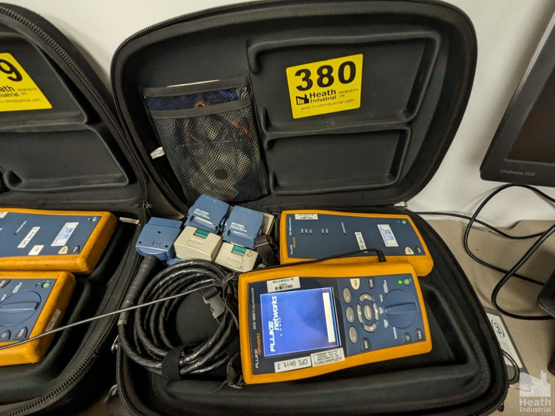 FLUKE MODEL DTX-1800 CABLE ANALYZER WITH DTX-CHA001 CAT 6 CHANNEL ADAPTERS, DTX-PLA002 PERMANENT