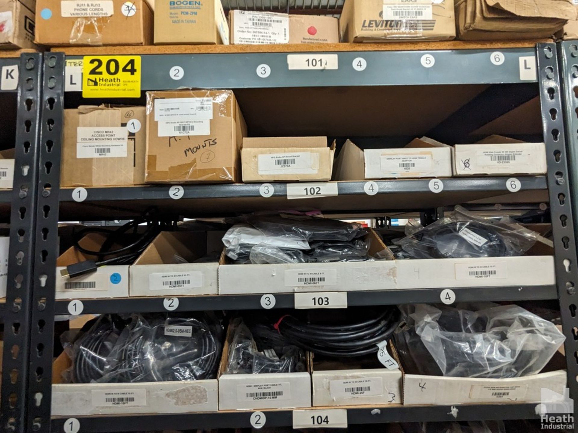 SHELF UNIT WITH HDMI CABLES, RUNNER CABLES, PAR CABLES, ETC - Image 3 of 6