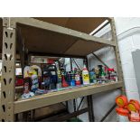 ASSORTED AUTOMOTIVE FLUIDS, ETC ON SHELF