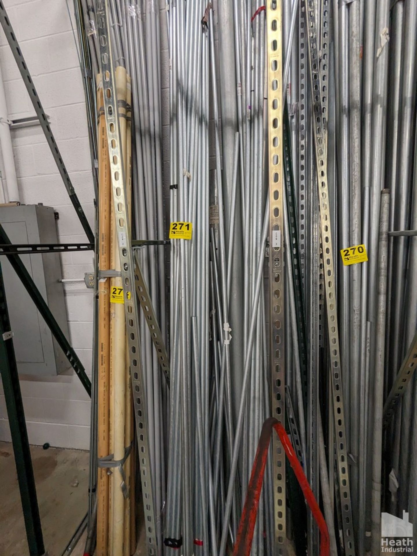 ASSORTED 10' CONDUIT ON WALL RACK