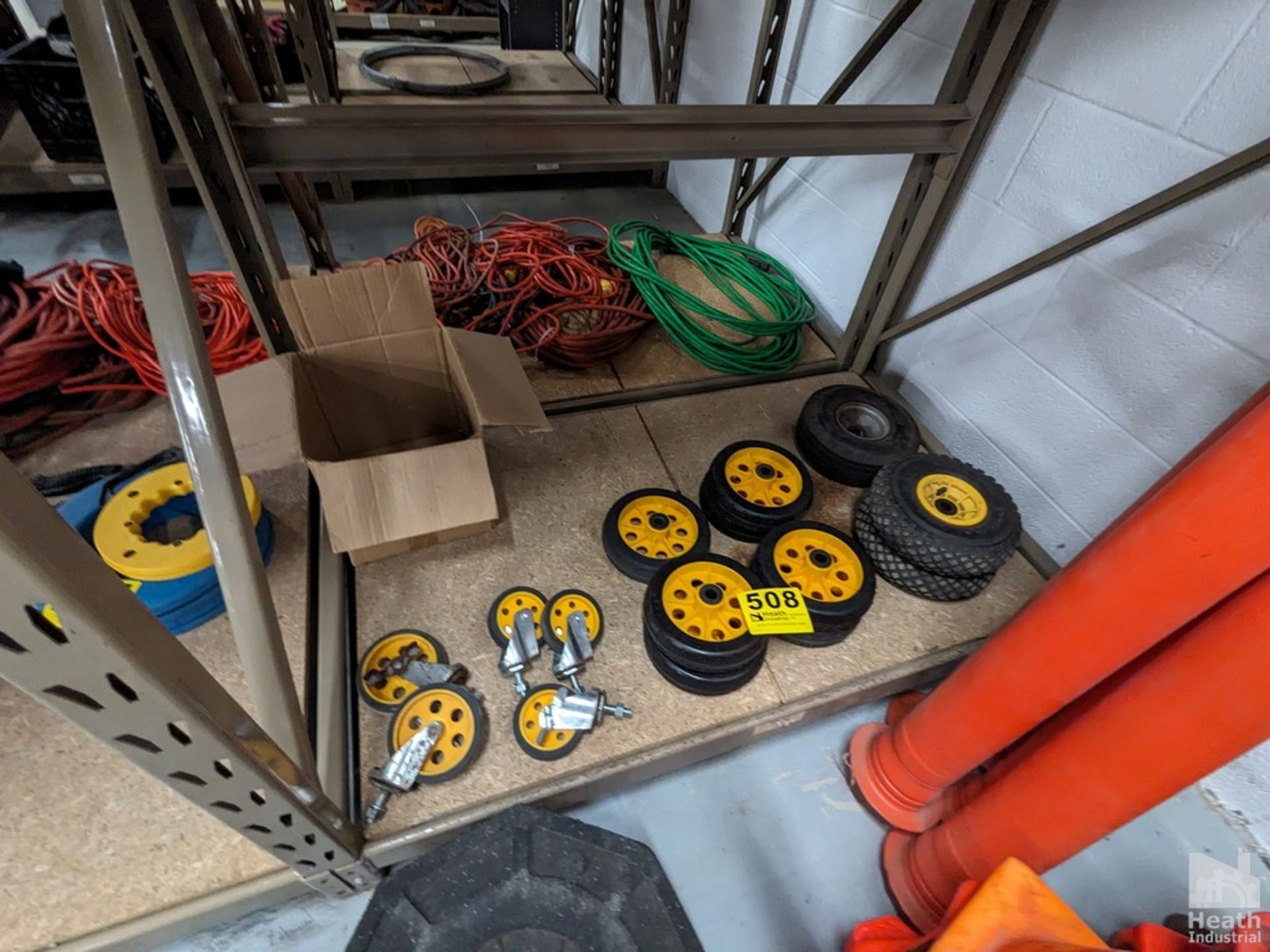 ASSORTED WHEELS & CASTERS ON SHELF