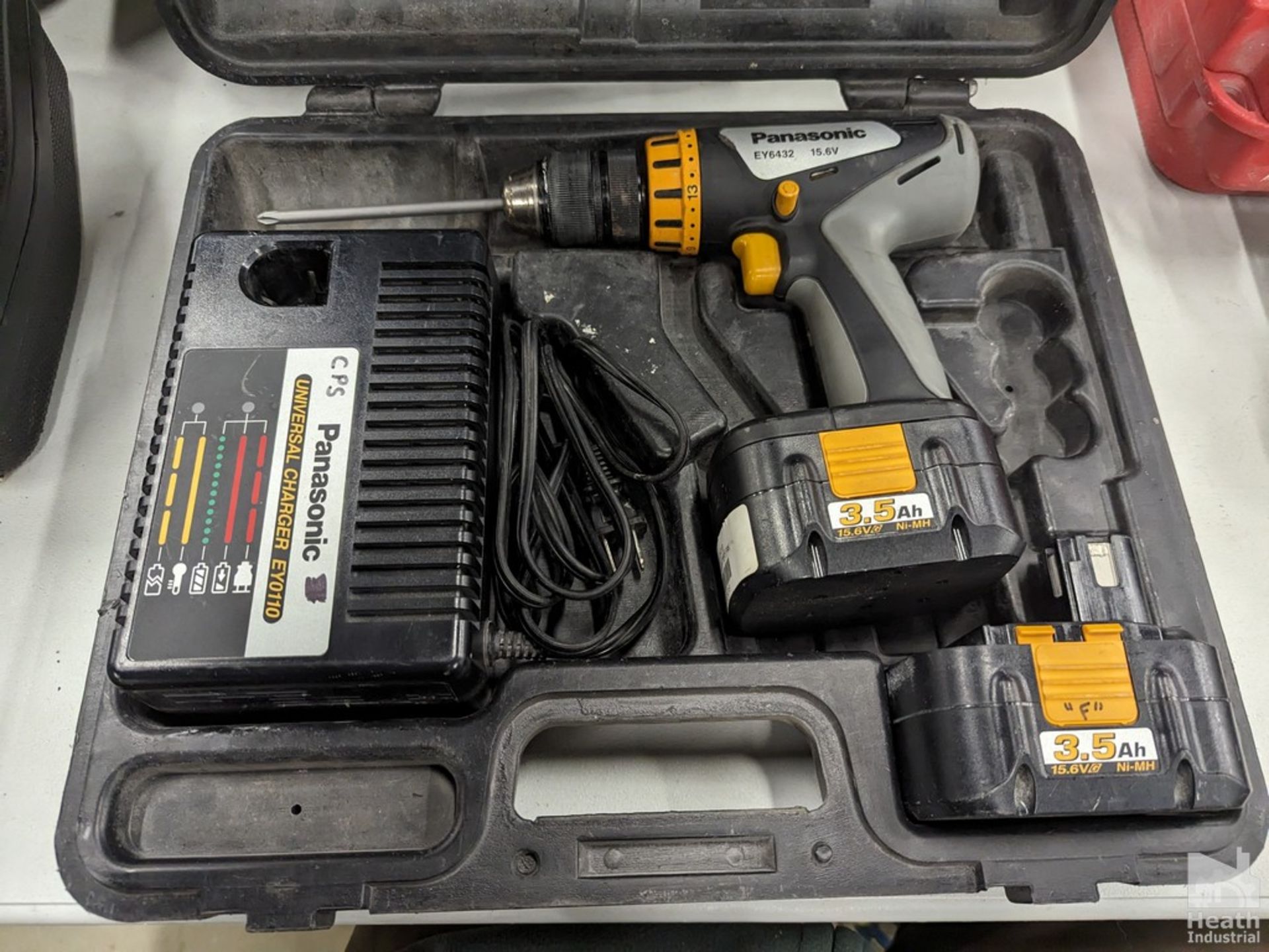 PANASONIC MODEL EY6432 CORDLESS DRILL WITH (2) BATTERIES, CHARGER, CASE