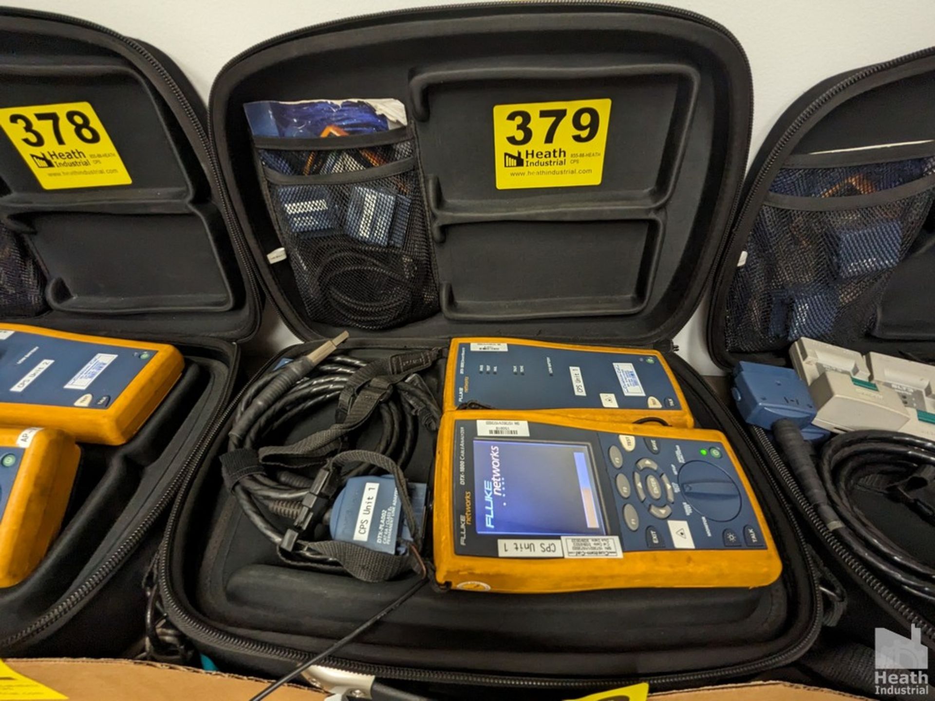 FLUKE MODEL DTX-1800 CABLE ANALYZER WITH DTX-CHA002 CAT 6 CHANNEL ADAPTERS, DTX-PLA002 PERMANENT