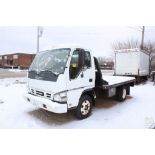 ISUZU MODEL NPR HD 132” STEEL DECK FLAT BED TRUCK, 5.2L DIESEL ENGINE,