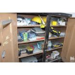 LARGE QTY OF HARDWARE IN JOB BOX ON (4) SHELVES