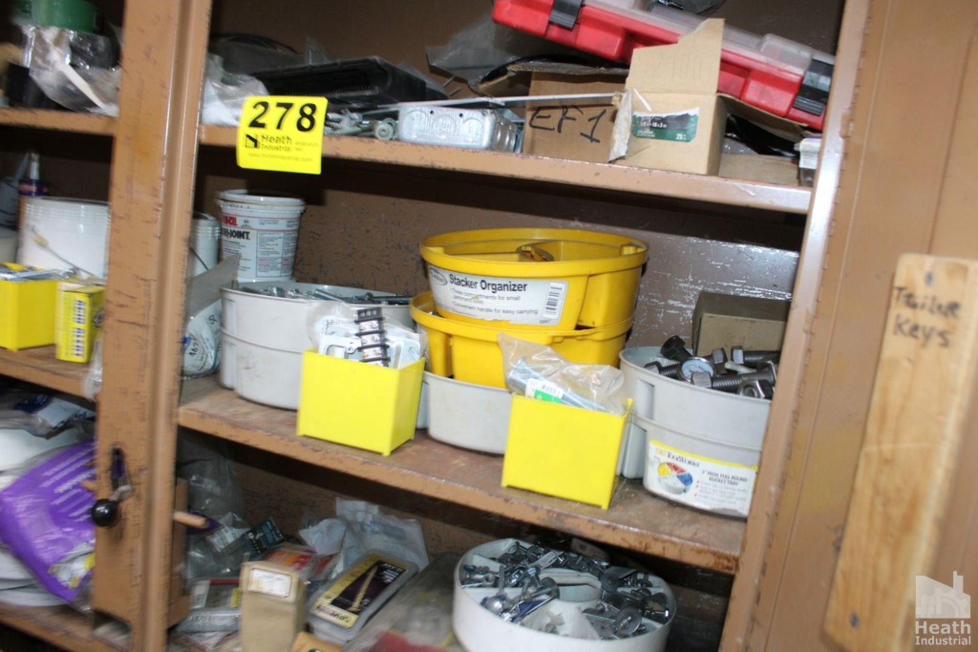 LARGE QTY OF HARDWARE IN JOB BOX ON (4) SHELVES - Image 2 of 4