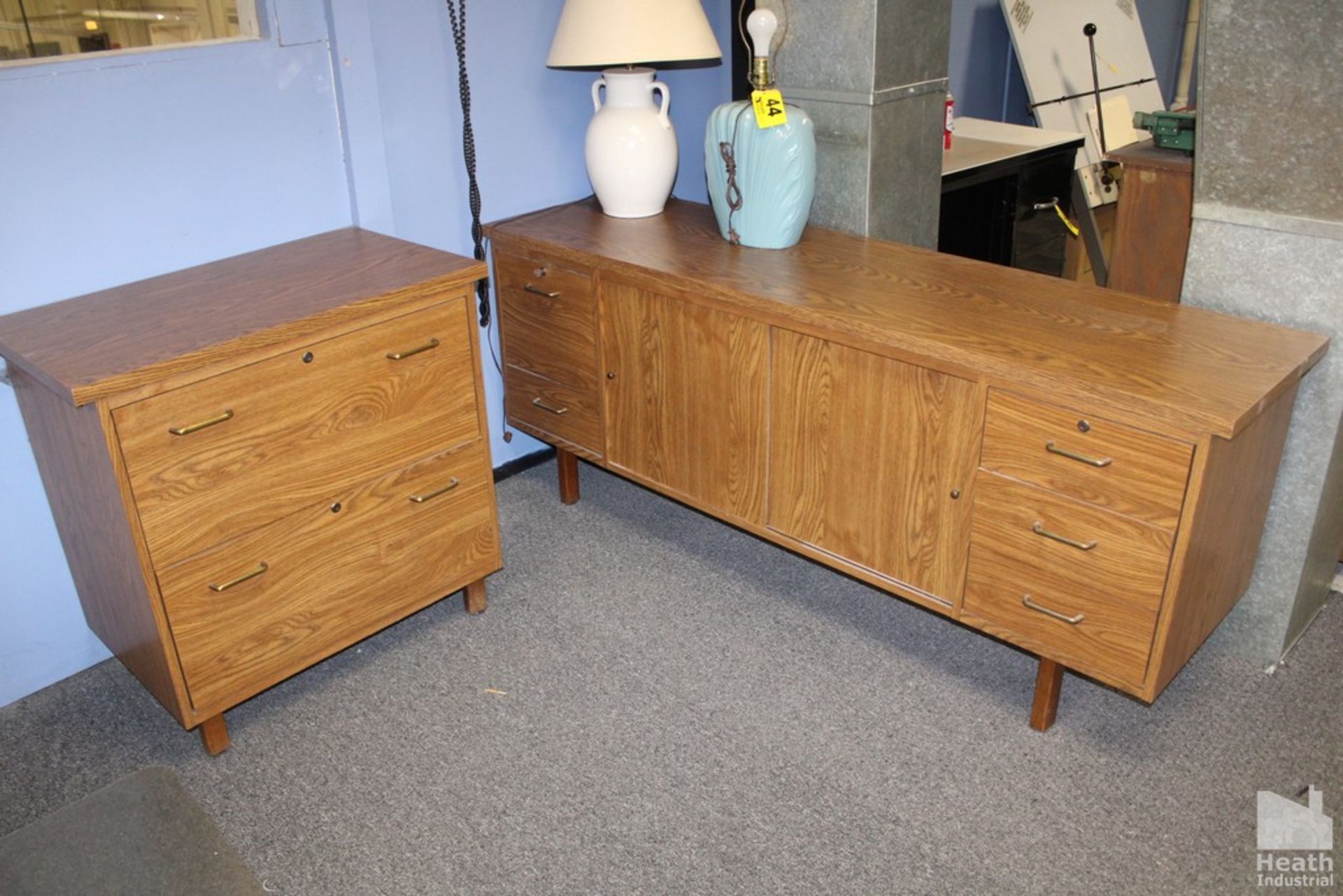 DESK, FILE CABINET, CREDENZA AND ARMCHAIR - Image 2 of 2