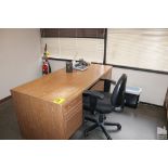 DESK OFFICE CHAIR AND CREDENZA 6' X 30" X 30"