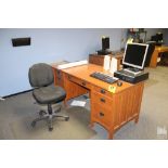 66" X 30" X 31" OFFICE DESK, CHAIR AND STEEL FILE CABINET