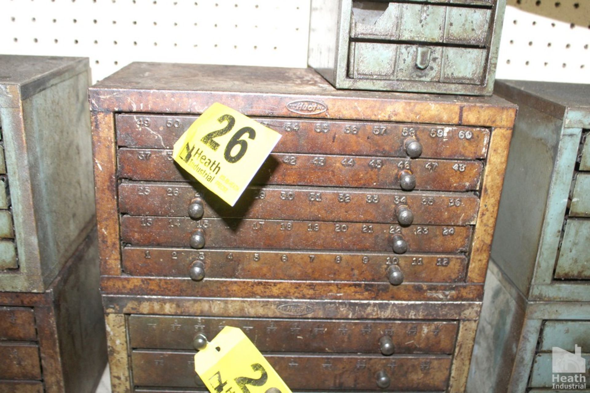 HOUT FIVE DRAWER NUMBER DRILL CABINET 15" X 7-1/2" X 7-1/2 WITH CONTENTS